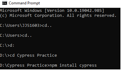 install cypress command